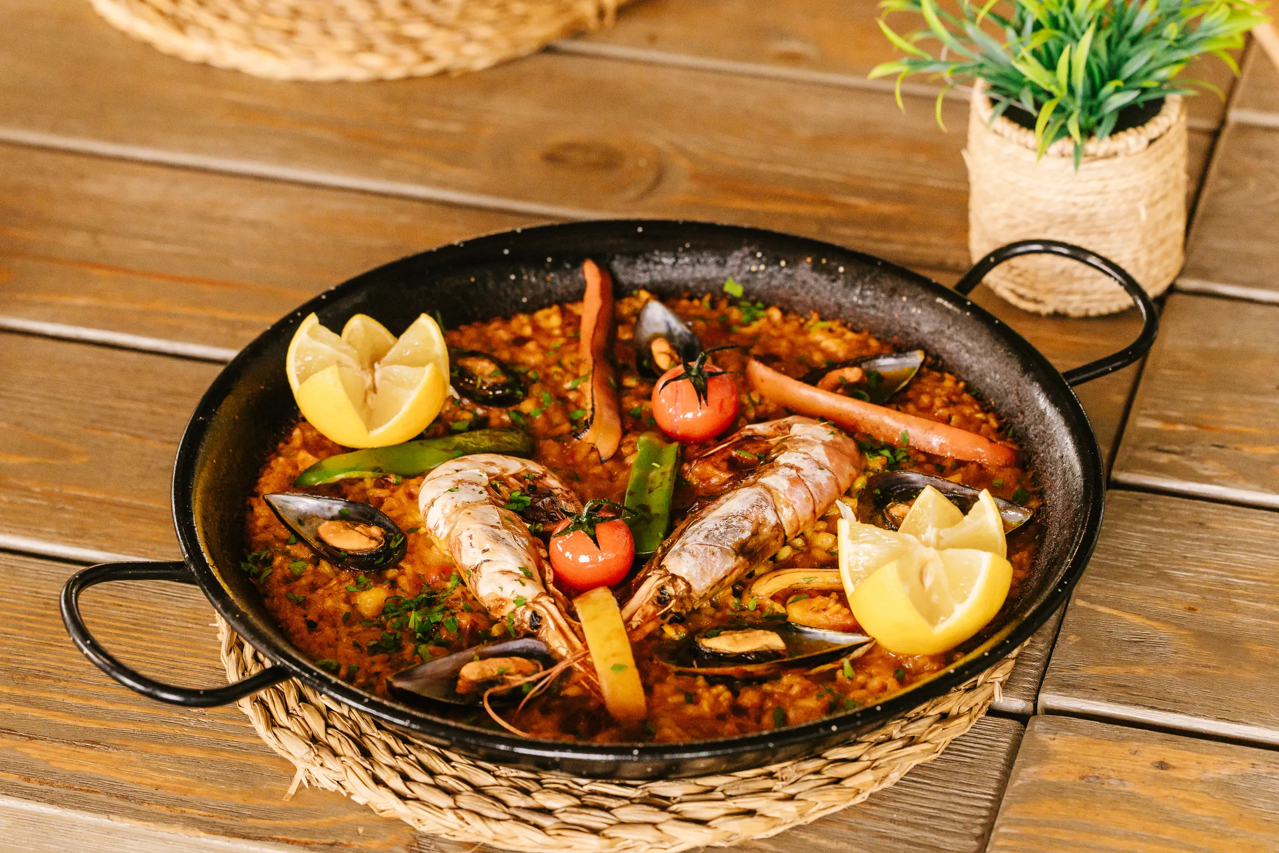 Seafood paella from our Marbella restaurant menu