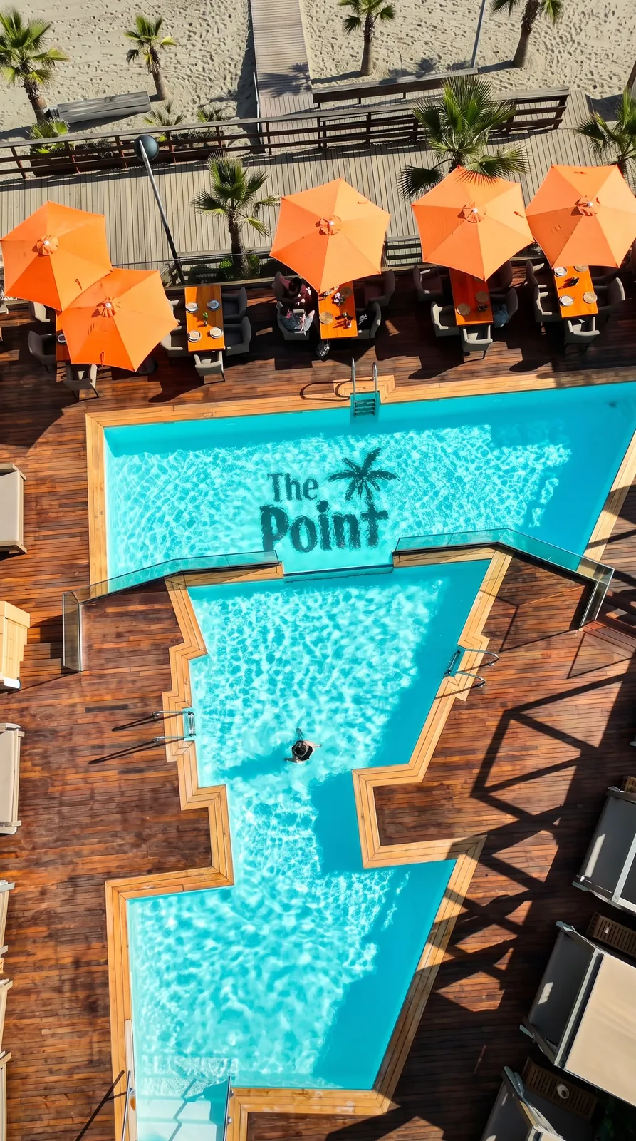 Overhead view of The Point pool in Marbella