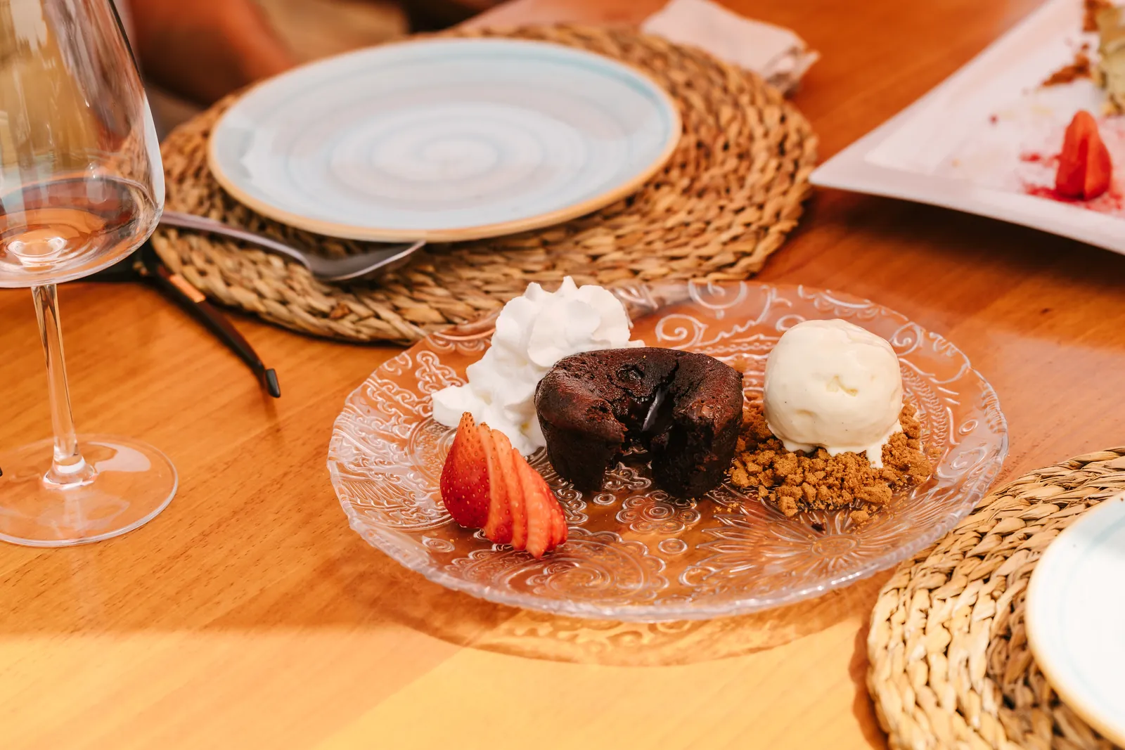 Homemade dessert at the beach club restaurant in Marbella
